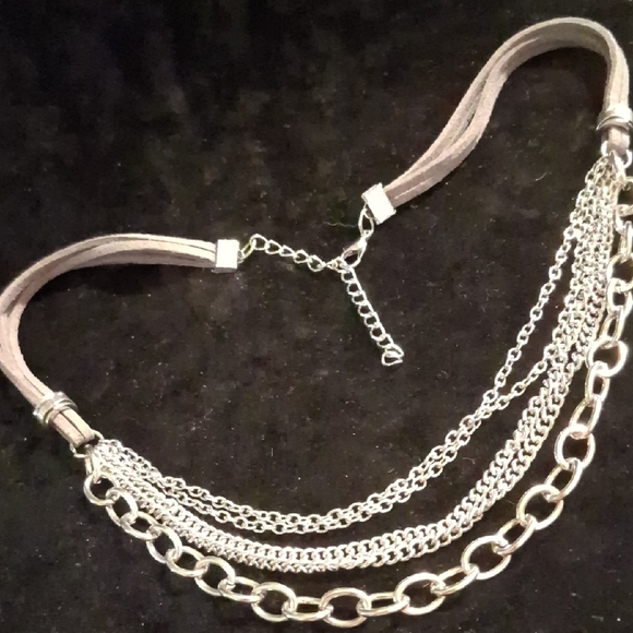 Express Silver Layered Necklace with Adjustable Clasp - Picture 1 of 5